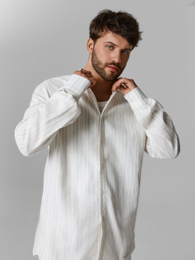 Рубашка Mark Formelle 121980-1/25-5764П-9 св.серая_полоска_на_молочном - фото 2