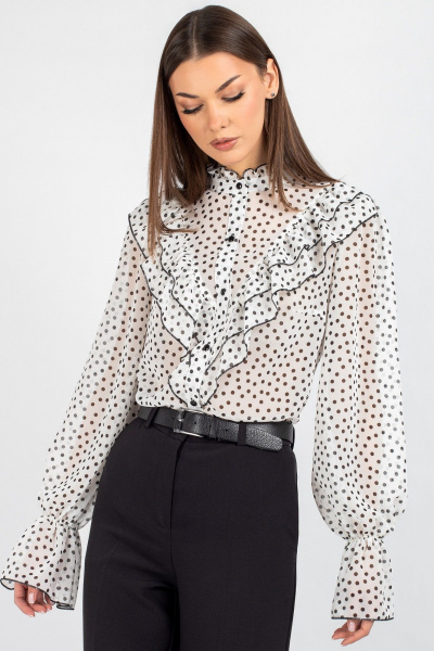 Блуза VIZAVI 744.1 черно-белый_горох - фото 7