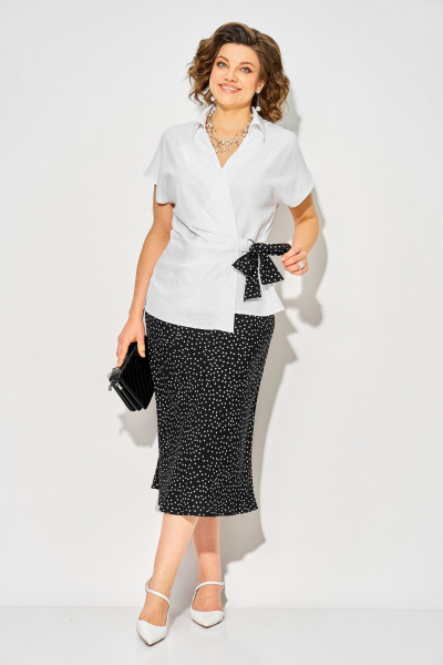 Блуза, юбка Liliana 1534 белый+черный - фото 1