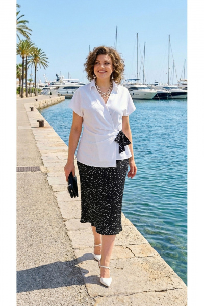 Блуза, юбка Liliana 1534 белый+черный - фото 2