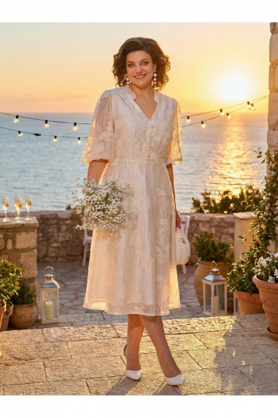 Платье Liliana 1537 экрю - фото 5