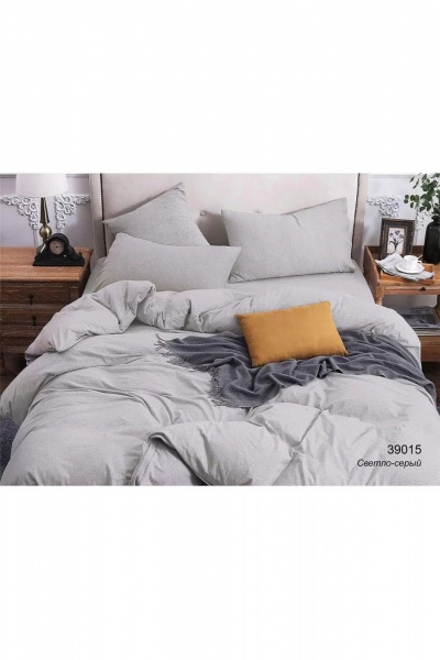 Наволочка, пододеяльник, простыня СонМаркет Поплин 39015 светло-серый 2-х спальный - фото 1