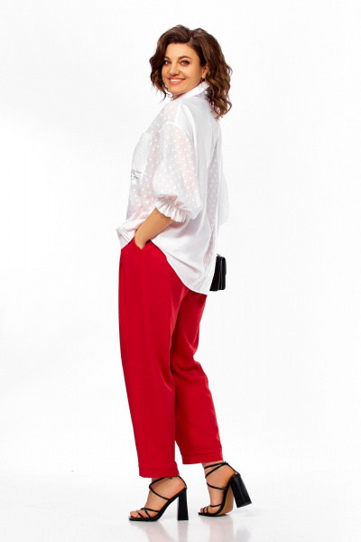 Блуза, брюки Ольга Стиль С-1024 белый-красный - фото 7