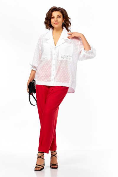Блуза, брюки Ольга Стиль С-1024 белый-красный - фото 6
