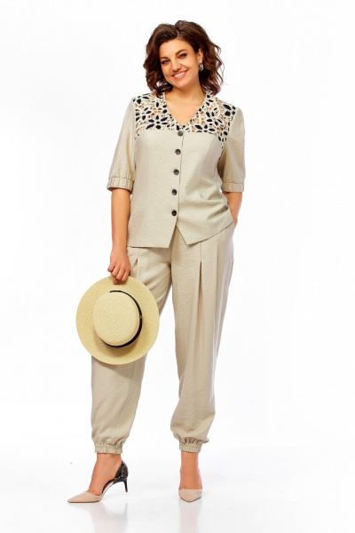Брюки, жилет Ольга Стиль С-1023 бежевый - фото 10
