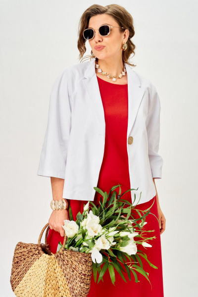 Жакет, платье SOVA 11323 белый-красный - фото 7