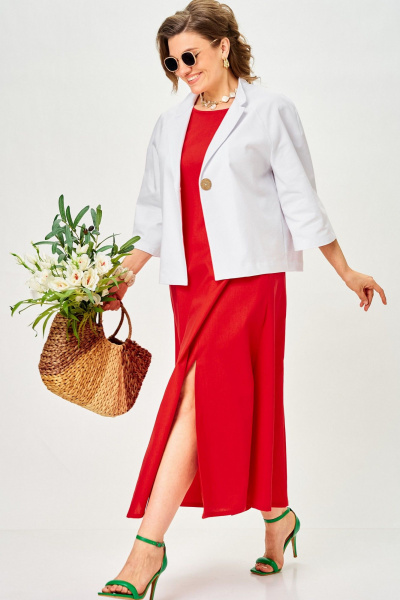 Жакет, платье SOVA 11323 белый-красный - фото 6