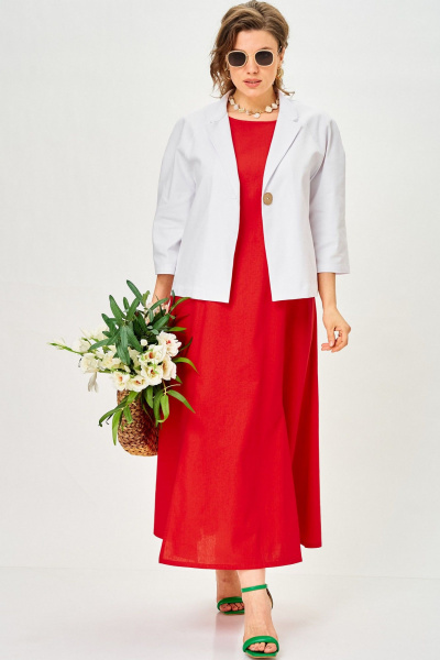 Жакет, платье SOVA 11323 белый-красный - фото 5