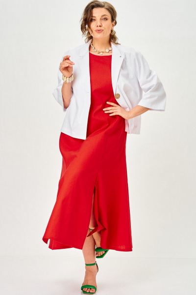 Жакет, платье SOVA 11323 белый-красный - фото 3