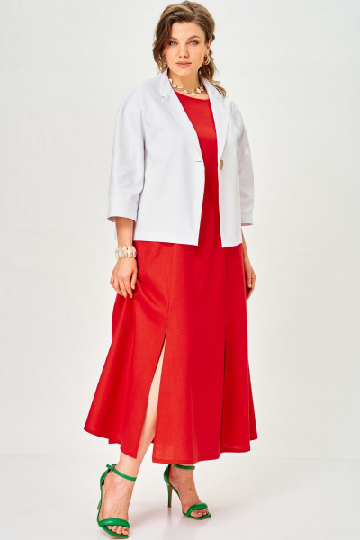 Жакет, платье SOVA 11323 белый-красный - фото 1