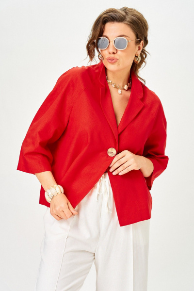 Брюки, жакет SOVA 11333 красно-молочный - фото 7