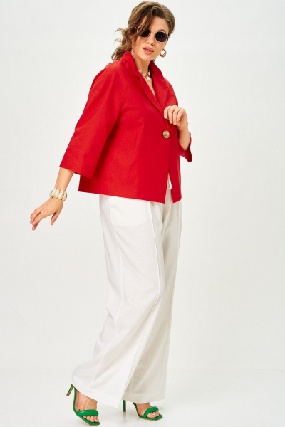 Брюки, жакет SOVA 11333 красно-молочный - фото 3