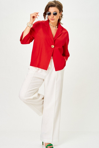 Брюки, жакет SOVA 11333 красно-молочный - фото 1