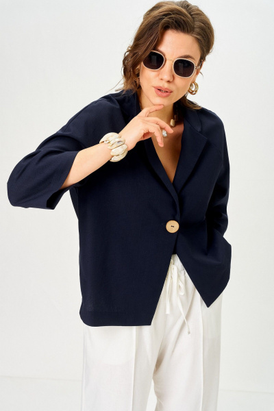 Брюки, жакет SOVA 11333 синий-молочный - фото 8