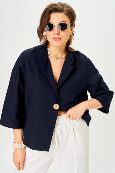 Брюки, жакет SOVA 11333 синий-молочный - фото 7