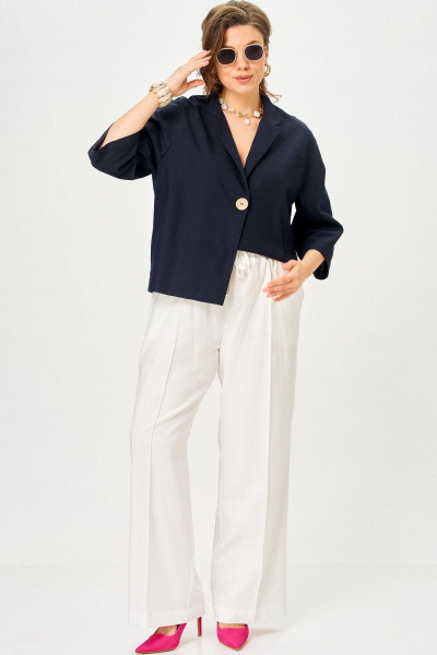 Брюки, жакет SOVA 11333 синий-молочный - фото 6