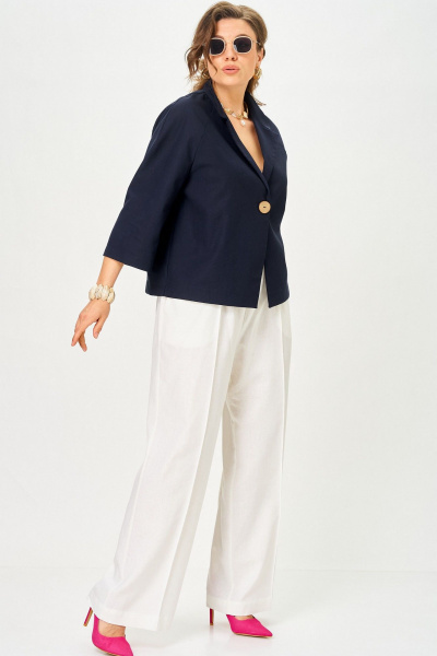 Брюки, жакет SOVA 11333 синий-молочный - фото 4
