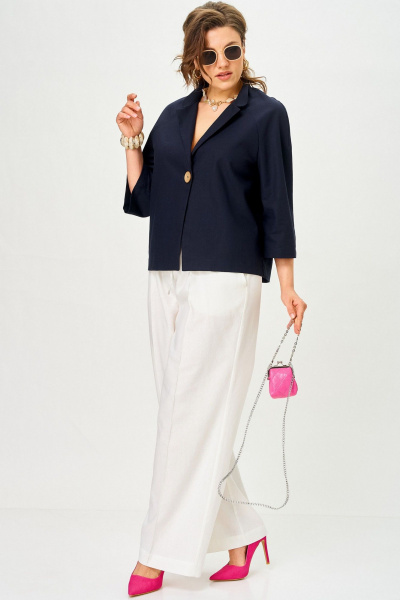 Брюки, жакет SOVA 11333 синий-молочный - фото 3
