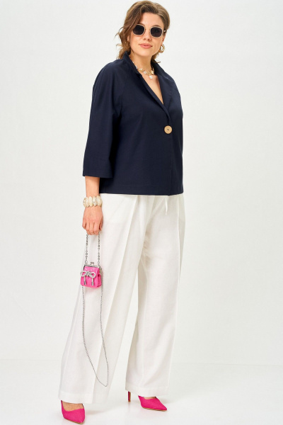 Брюки, жакет SOVA 11333 синий-молочный - фото 2