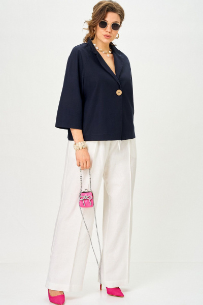 Брюки, жакет SOVA 11333 синий-молочный - фото 1