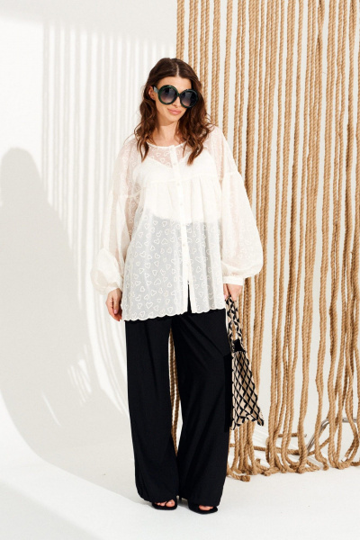 Блуза ELLETTO 13997 сливочный - фото 4