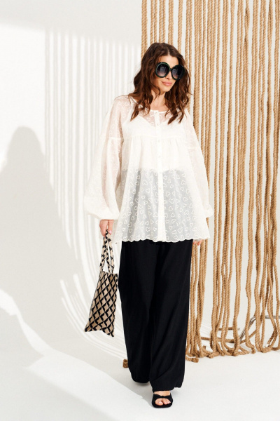 Блуза ELLETTO 13997 сливочный - фото 2