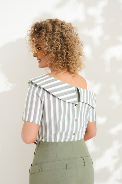 Блуза, брюки Anastasia 617 хаки_полоска - фото 3