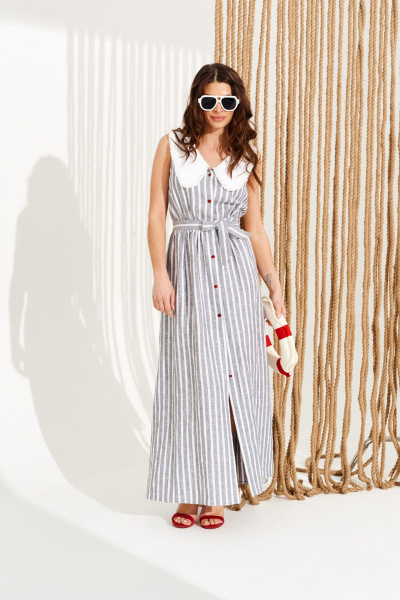 Платье ELLETTO 11128 бело-серый - фото 3