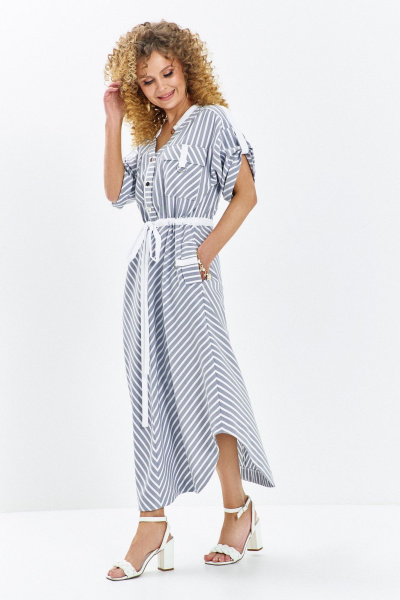 Платье Anastasia 684 серо-синий - фото 2