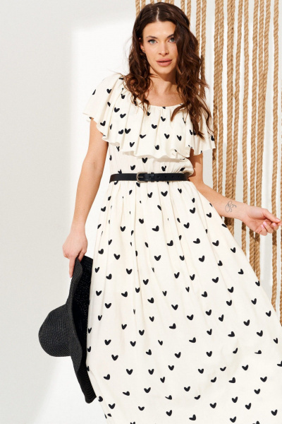 Платье ELLETTO 11137 молочно-черный - фото 4