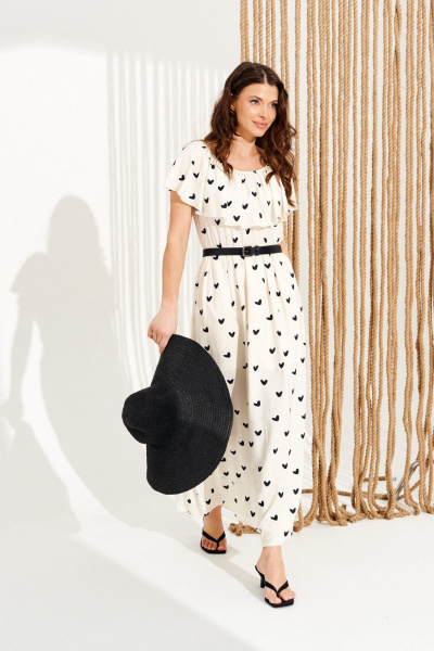 Платье ELLETTO 11137 молочно-черный - фото 3