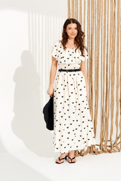 Платье ELLETTO 11137 молочно-черный - фото 1