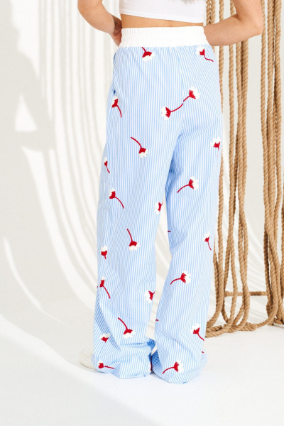 Брюки ELLETTO 12391 бело-голубой - фото 7