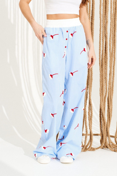 Брюки ELLETTO 12391 бело-голубой - фото 6