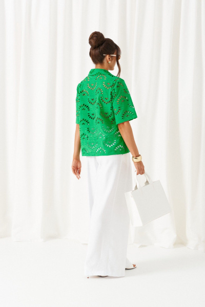 Блуза, брюки Beautiful&Free 6463  бело-зелёный - фото 7