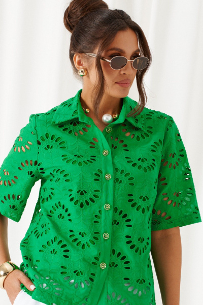 Блуза, брюки Beautiful&Free 6463  бело-зелёный - фото 5