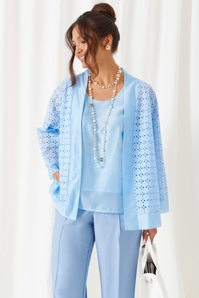 Брюки, жакет, топ Beautiful&Free 6469 голубой - фото 3