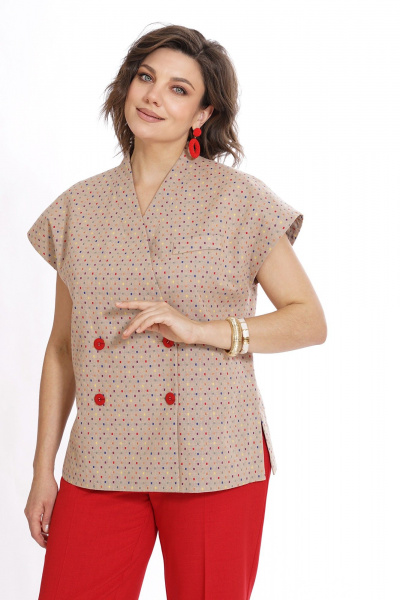 Брюки, жилет Alani Collection 2524 красный_мультиколор - фото 5