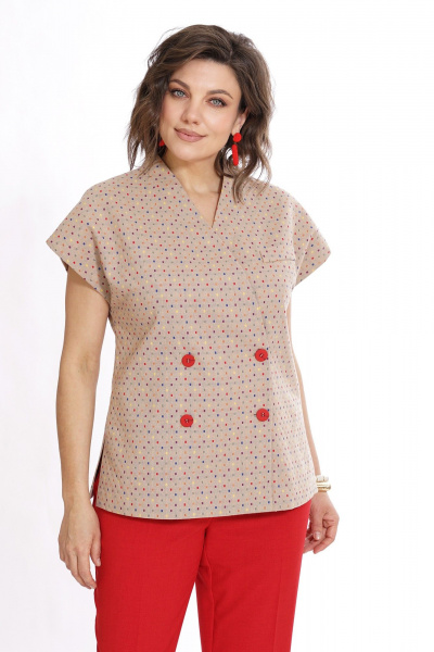 Брюки, жилет Alani Collection 2524 красный_мультиколор - фото 4