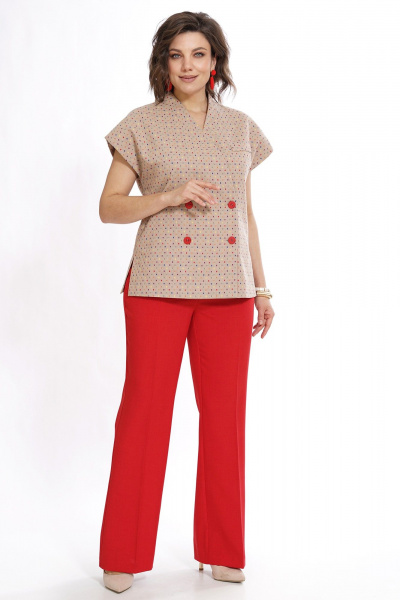 Брюки, жилет Alani Collection 2524 красный_мультиколор - фото 1