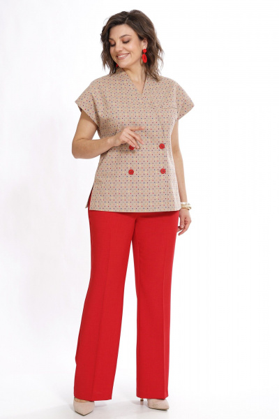 Брюки, жилет Alani Collection 2524 красный_мультиколор - фото 2