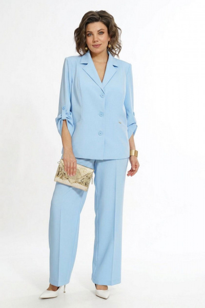 Брюки, жакет Alani Collection 2555 голубой - фото 1