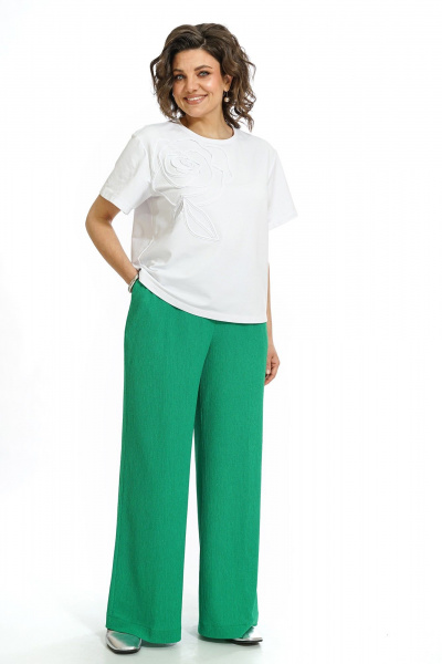 Блуза, брюки Alani Collection 2560 молоко-зеленый - фото 4
