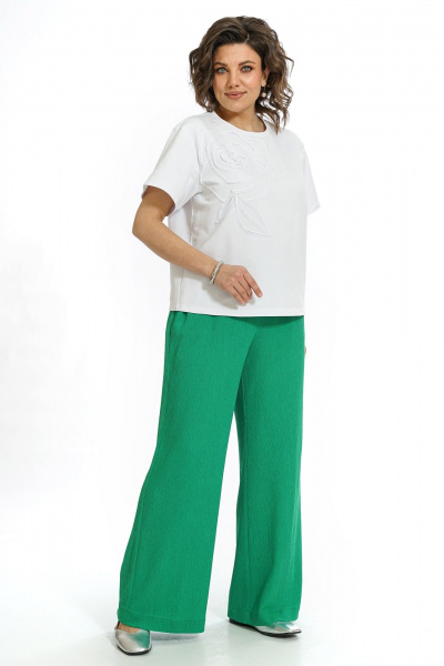 Блуза, брюки Alani Collection 2560 молоко-зеленый - фото 2
