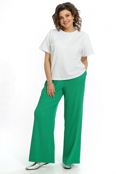 Блуза, брюки Alani Collection 2560 молоко-зеленый - фото 1