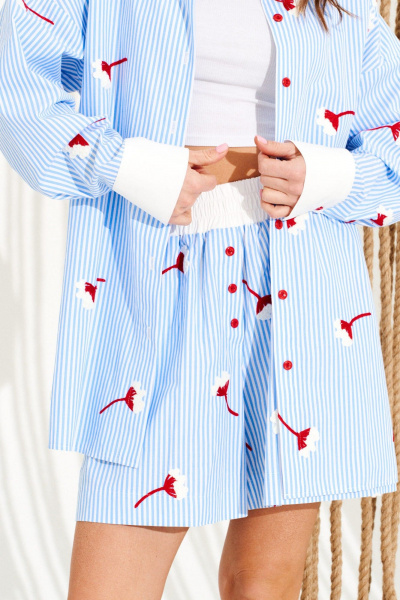 Блуза ELLETTO 13016 бело-голубой - фото 6