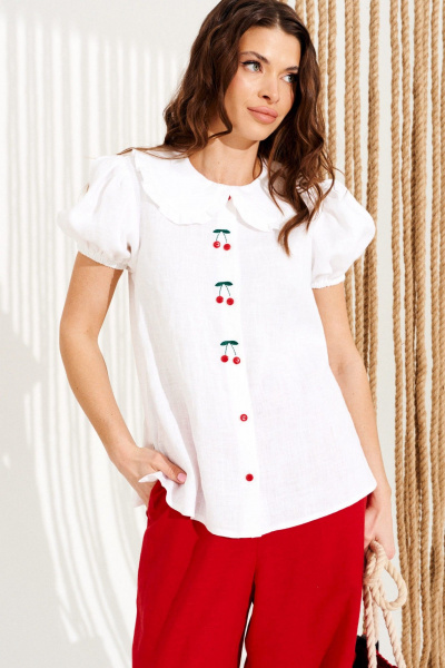 Блуза ELLETTO 13954 белый - фото 3