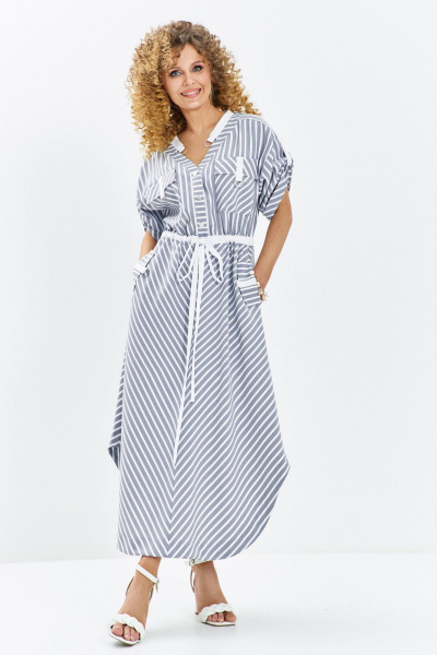 Платье Euromoda 684 серо-синий - фото 1