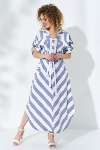 Платье Euromoda 719 серо-синий - фото 2