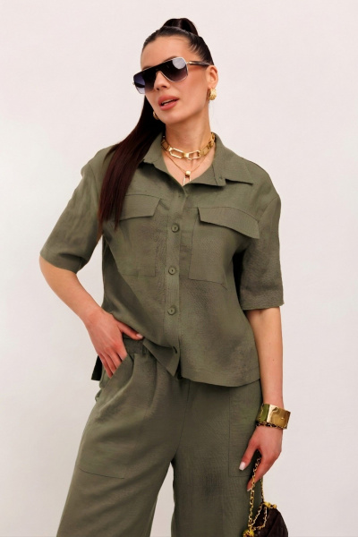 Брюки, жакет Galean Style 982.1 светлый-хаки - фото 10